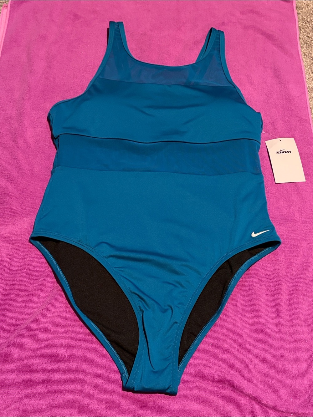 💙 Nike Teal Mesh-Panel Sporty Women’s One-Piece Swimsuit. Size Large